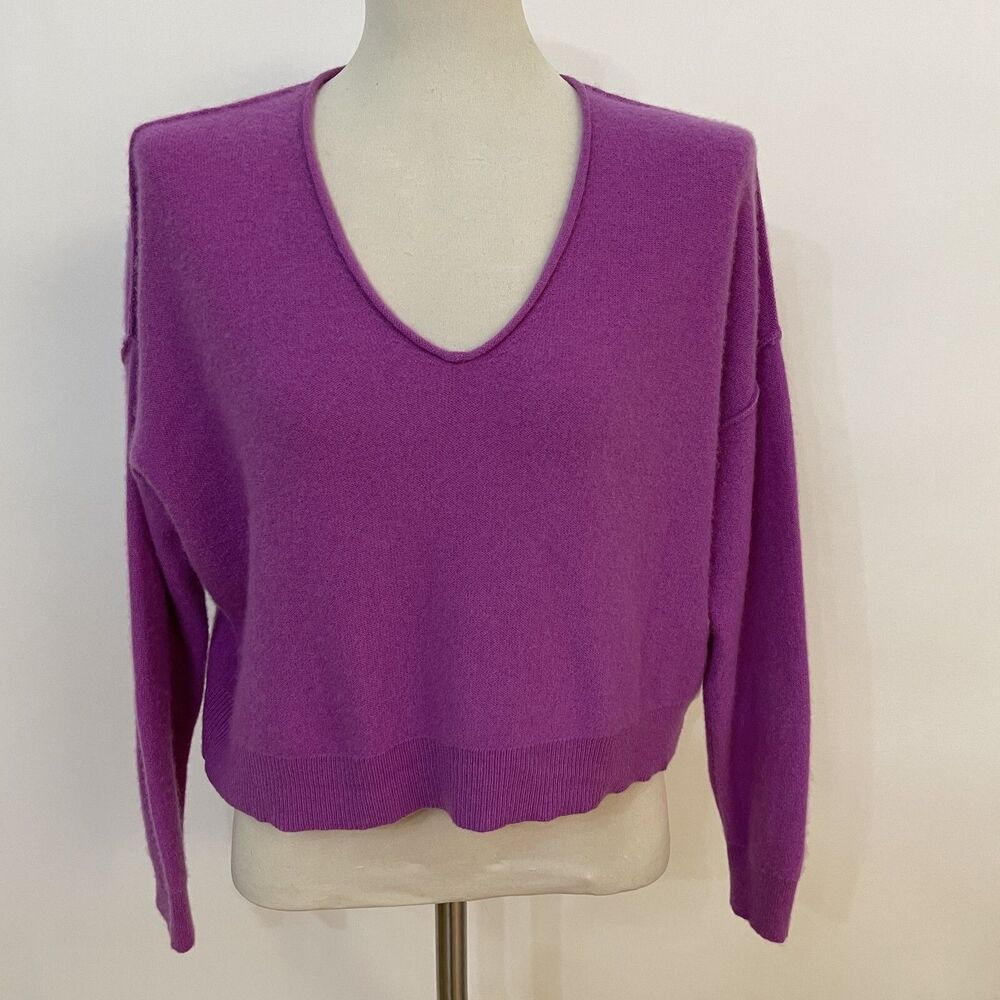 Anthropologie Pilcro Sweater‎ X-Small Small Lilac Purple 100% Cashmere V-Neck